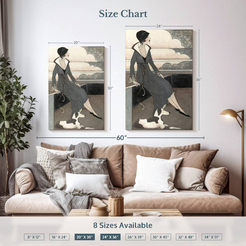 Navette Art déco avec un chien, H 36 po x l 24 po