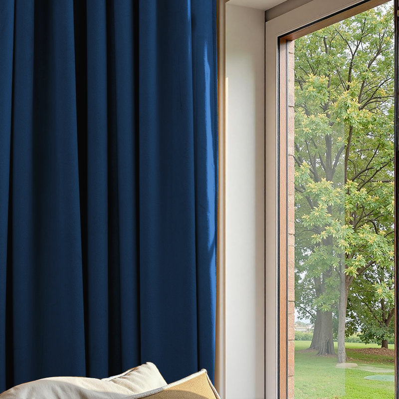Luxury Crushed Velvet Eyelet sheer Curtain, 116.84cm Width x 137.16cm Drop, Navy