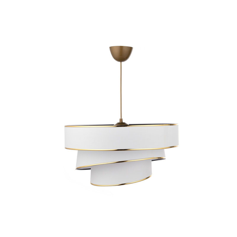 Stunning Gold Chandelier with Cotton Cap, 40 x 40 x 20 cm, Total Height: 70 cm, E27 Socket, Max 40W, CE Certified, Glam & Scandinavian Design, For Country Home Decor & Lighting