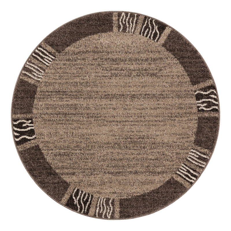 Cante Geometric Machine Made Power Loom Polypropylene Area Rug in Light Brown, Round 4'1"