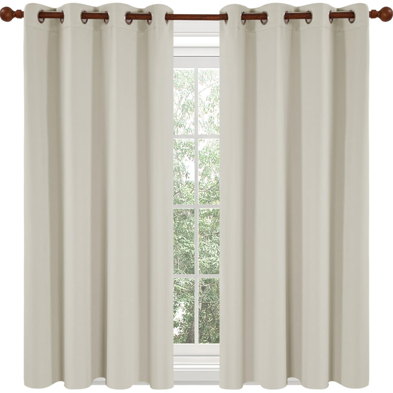 Thermal Insulated Room Darkening Grommet Curtain Panels (Set of 4), Light Beige, 52" W x 54" L
