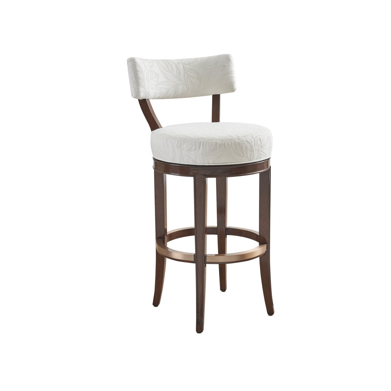Rendezvous Swivel Upholstered Stool, Bar Stool (30” Seat Height), White Flower