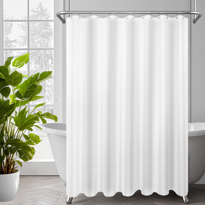 Rideau de douche à tissage gaufré, Blanc, H 72 po x l 84 po