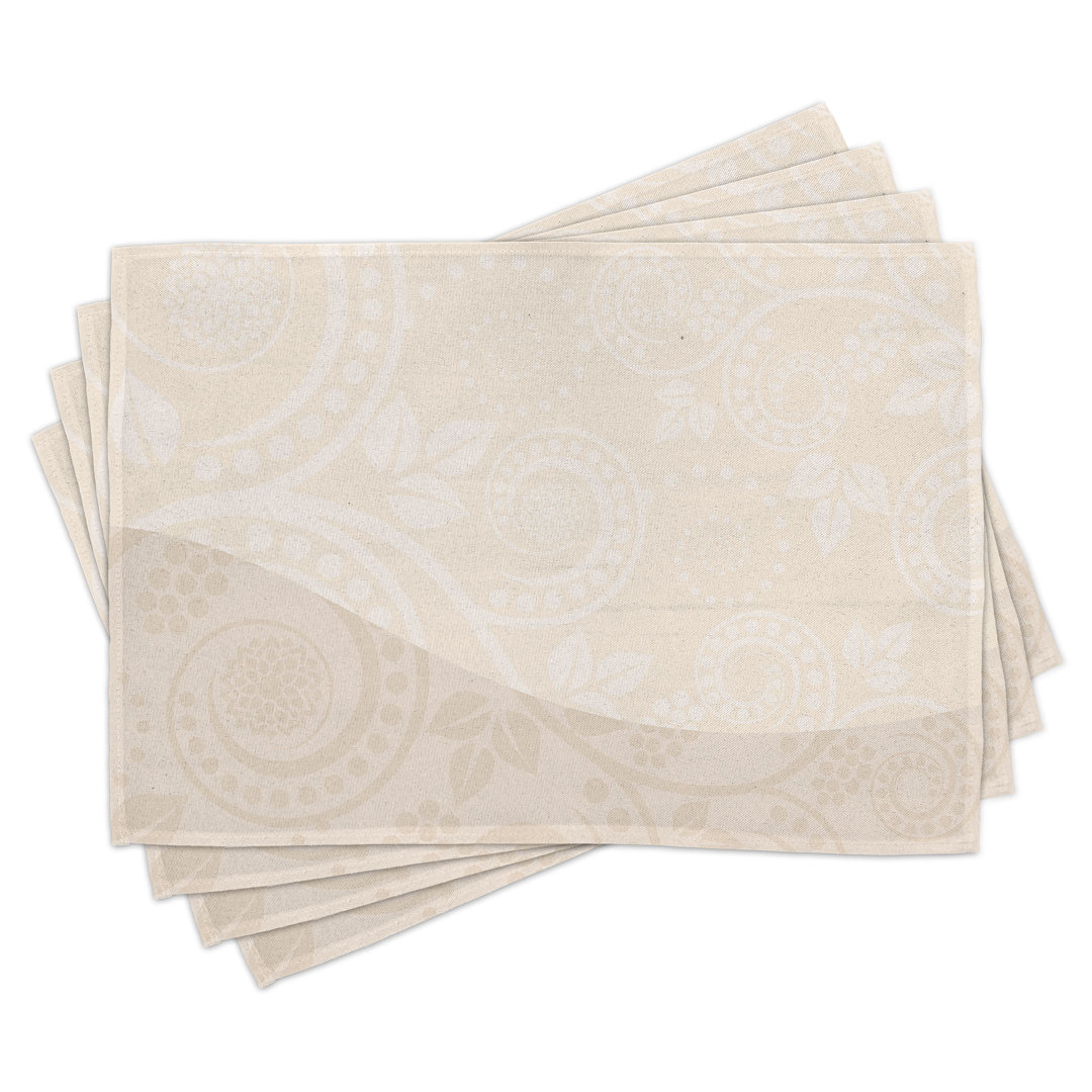 Platzmatten, Floral Bloom Curves, Shabby Chic, Creme Tan