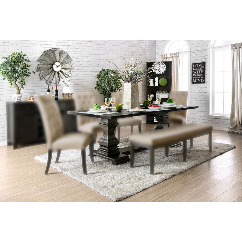 83.6" W Rustic Dining Table, Antique Black
