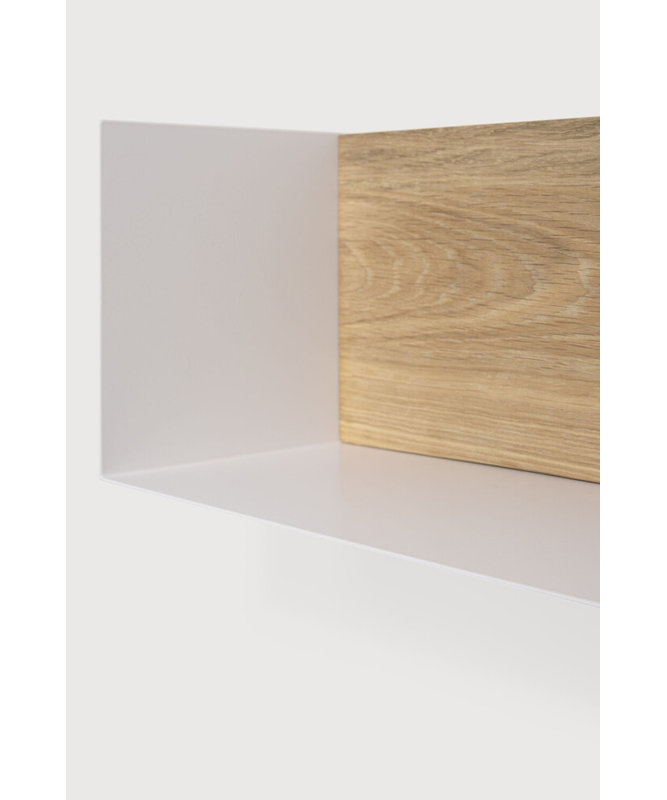 U Oak Solid Wood Accent Shelf, 5.9" H x 27.6" W x 5.9" D, White