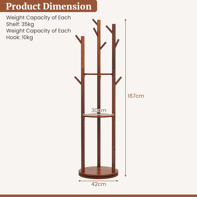 Freestanding 9 - Hook Coat Rack