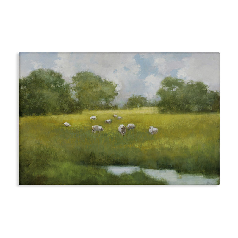 «Sun Grazing Sheep», art mural sur toile par Julia Purinton, H 30 po x l 45 po