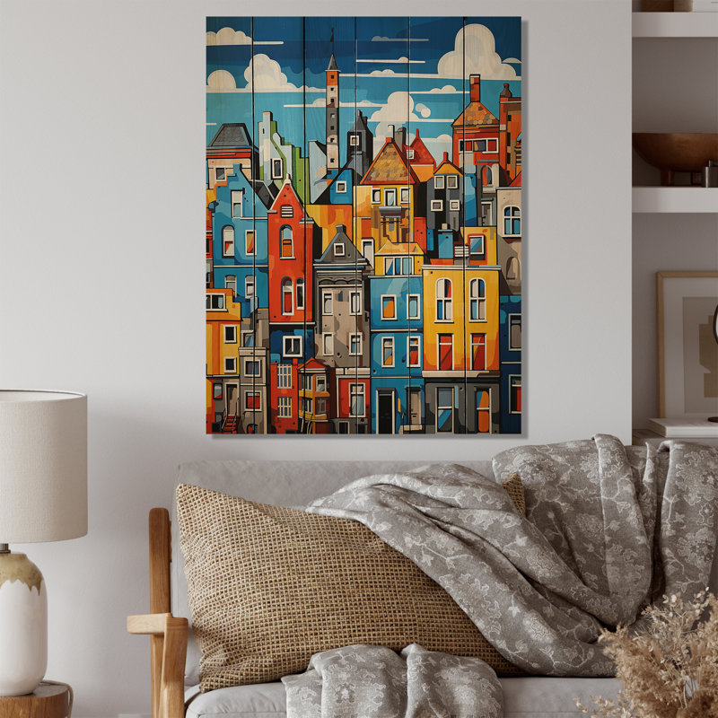 City Copenhagen Popart II sur bois, H 20 po x l 10 po x P 0,78 po