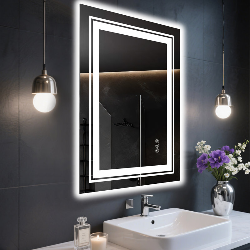 Smart Led Bathroom Mirror, Dimmable, 3000K - 6000K Colour Temperature, Fog Function, Components To Adjust Brightness, 3 Temperatures, Feature, Wall Switch Control