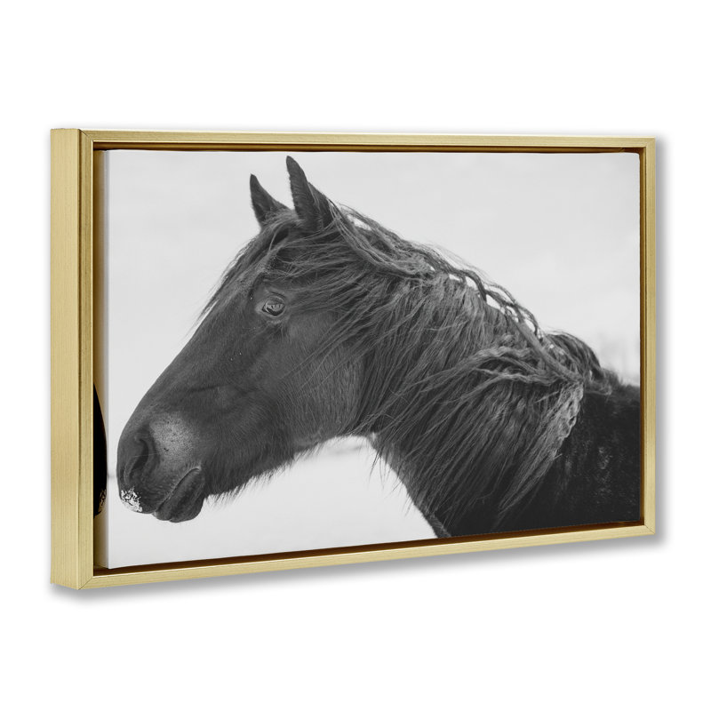 Cadre flottant Draisma Winter Herd Portrait, design par Amy Carroll, H 21 po x l 31 po, Cadre flottant métallique doré