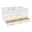 Structure de lit en forme de L avec tiroir et bibliothèque, lit d'angle en bois avec éclairage à DEL et port USB pour petite pièce, chambre à coucher, chambre d'amis, lit double