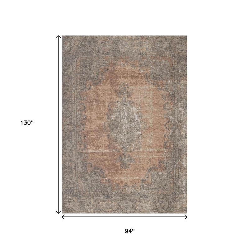Tapis gris et rose 8 pi x 11 pi Medallion