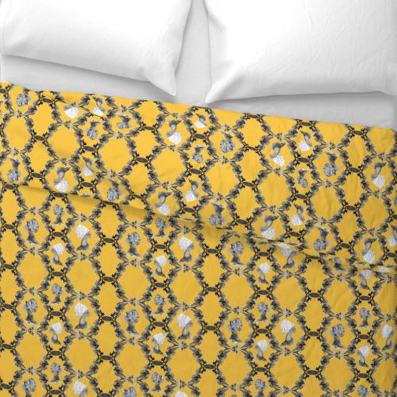 Sisters Sateen Duvet Cover, King Duvet Cover, Gold