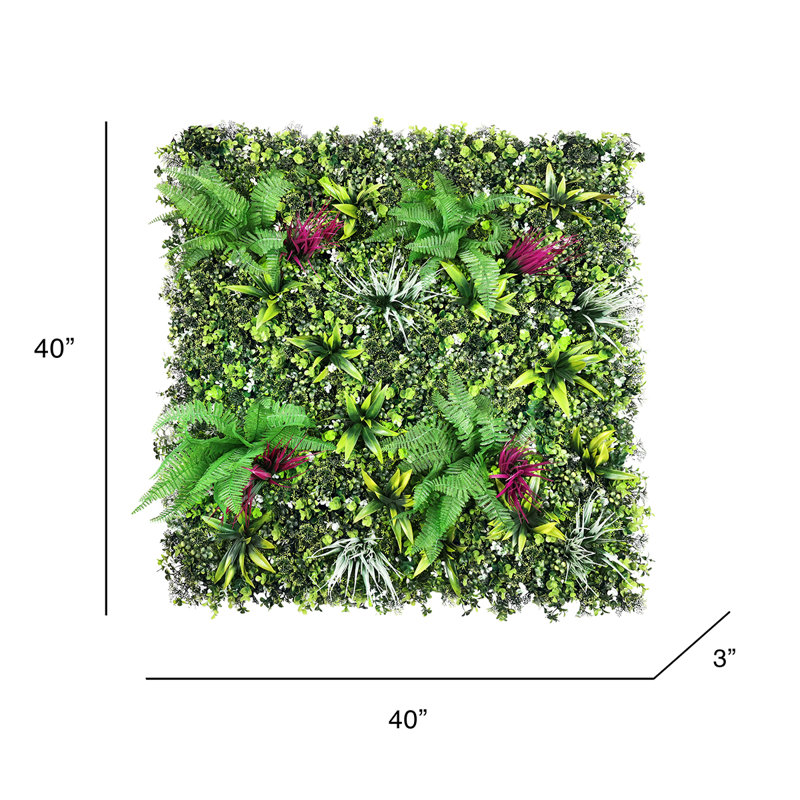40" Artificial Boston Fern Yucca Grass Greenery Wall Panel Hedge Mat Backdrop Privacy Screen