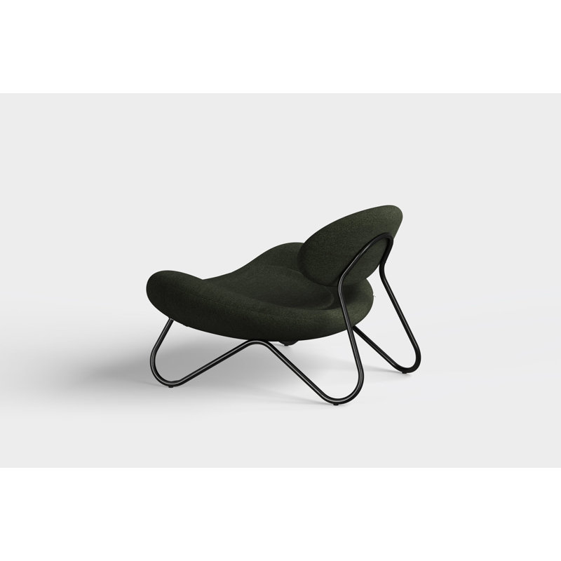 Meadow Lounge Chair, Black Painted Steel Frame, Pine Cotton Blend, Brushed Stainless Steel