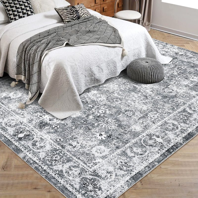 Tapis rétro, tapis de salon intérieur rétro, Rectangulaire 8 pi x 10 pi