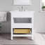 Glebs 30 po Meuble-lavabo simple blanc avec comptoir en quartz Carrara et lavabo en porcelaine encastré