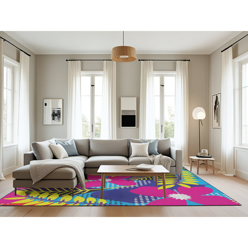 Tapis rose / jaune / bleu Nimrah, Rectangle 8 pi x 10 pi