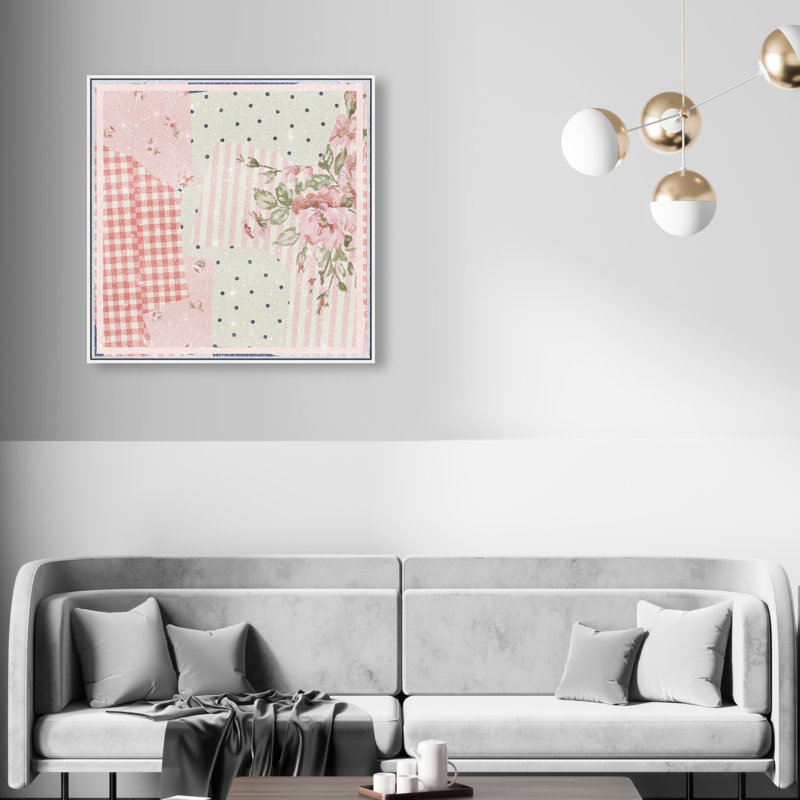 Patchwork Glam Print by Oliver Gal, 31"H x 31"W, White Floater Frame