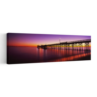 Art mural contemporain Balboa Pier au coucher du soleil, Newport Beach, Orange County, Californie, États-Unis