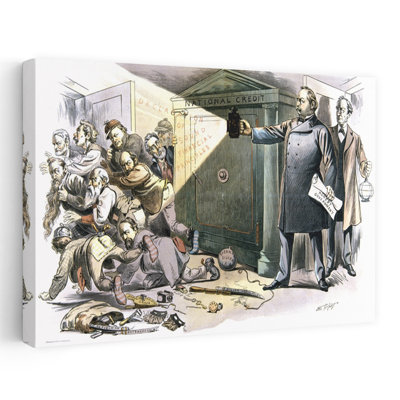 1890S 1893 Puck Cartoon Shows President Grover Cleveland Shining Light On Senate Attempts To Ruin The National Credit Trust Classic Retro Vintage A...