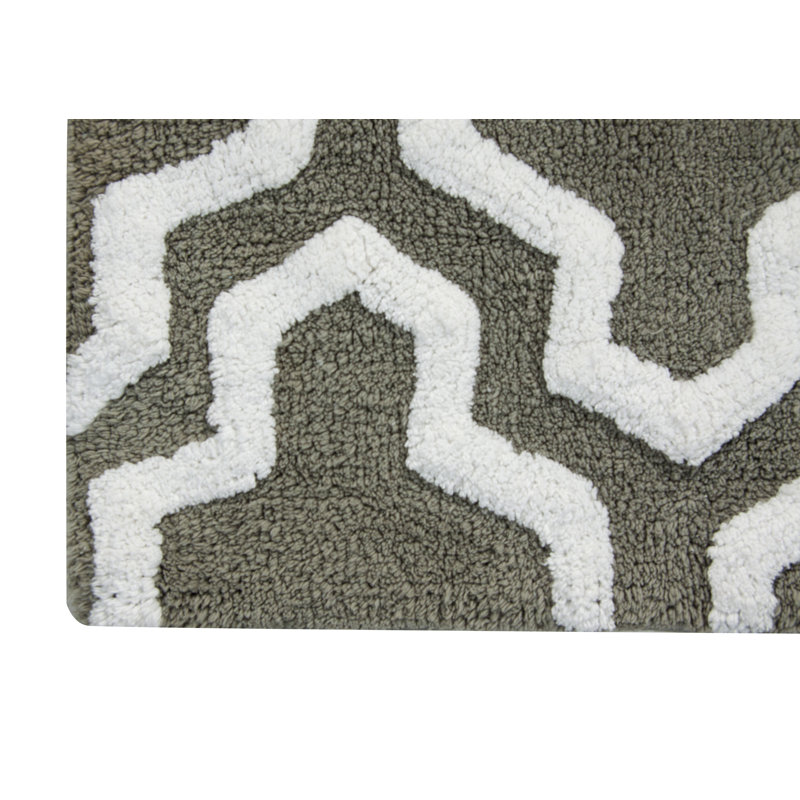 Marvela Cotton Bath Rug, Gray / White, 50" x 30"
