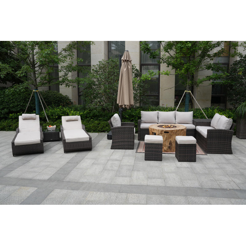 Ensemble de conversation avec coussins pour 10 personnes Brandy Wicker / Rattan