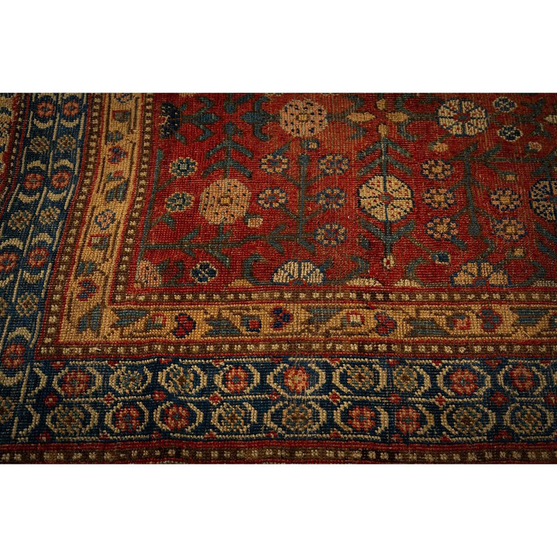 1930s Antique Red Ground Asian Design Chinese Khotan Handknotted Pile Wool Rug