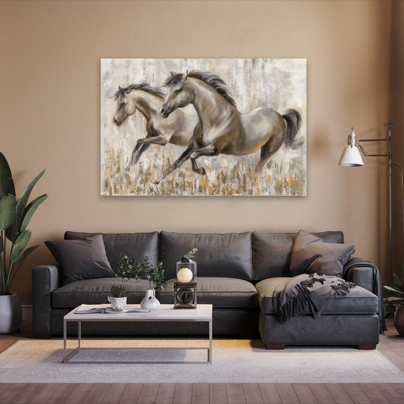 Chevaux qui courent - Animaux Équitation brune, H 60 po x l 40 po