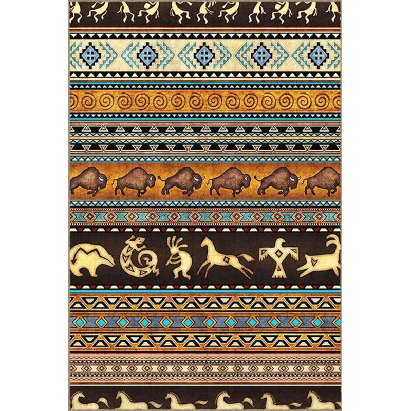 Tapis décoratif multicolore à motif animal et antilope, Rectangle 3 pi 11 po x 5 pi 11 po