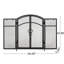 Pare-feu moderne en fer forgé avec portes et accessoires, noir mat, 81,5 cm de haut x 128 cm de large, accessoires mats, 128 cm x 81 cm x 14 cm, pliable