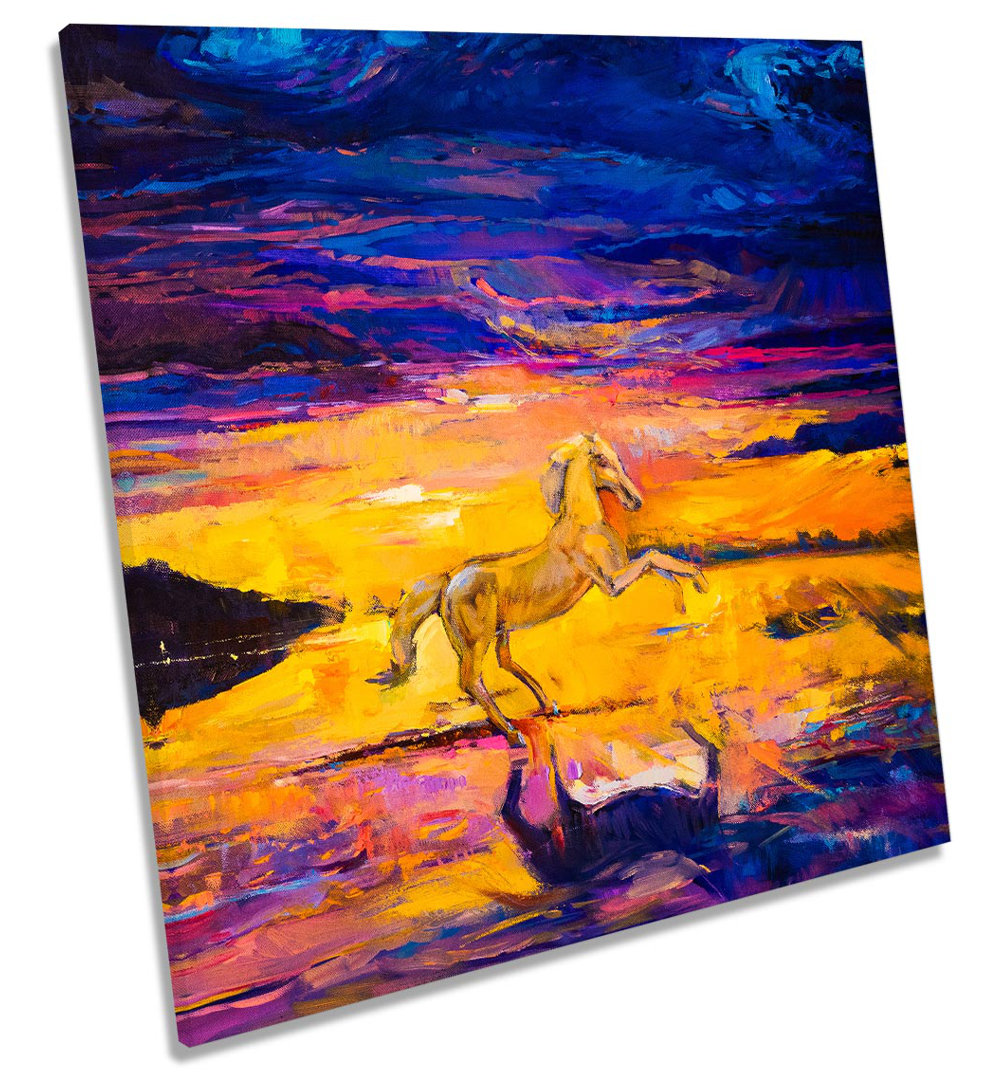 Z1666 Horse Stallion Sunset - Wrapped Canvas Painting