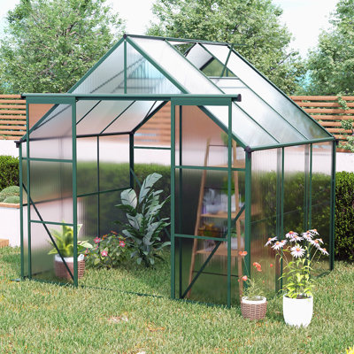Double Door Polycarbonate Greenhouse Raised Base And Anchor Aluminum Heavy Duty Walk-In Greenhouses For Outdoor Backyard In All Season