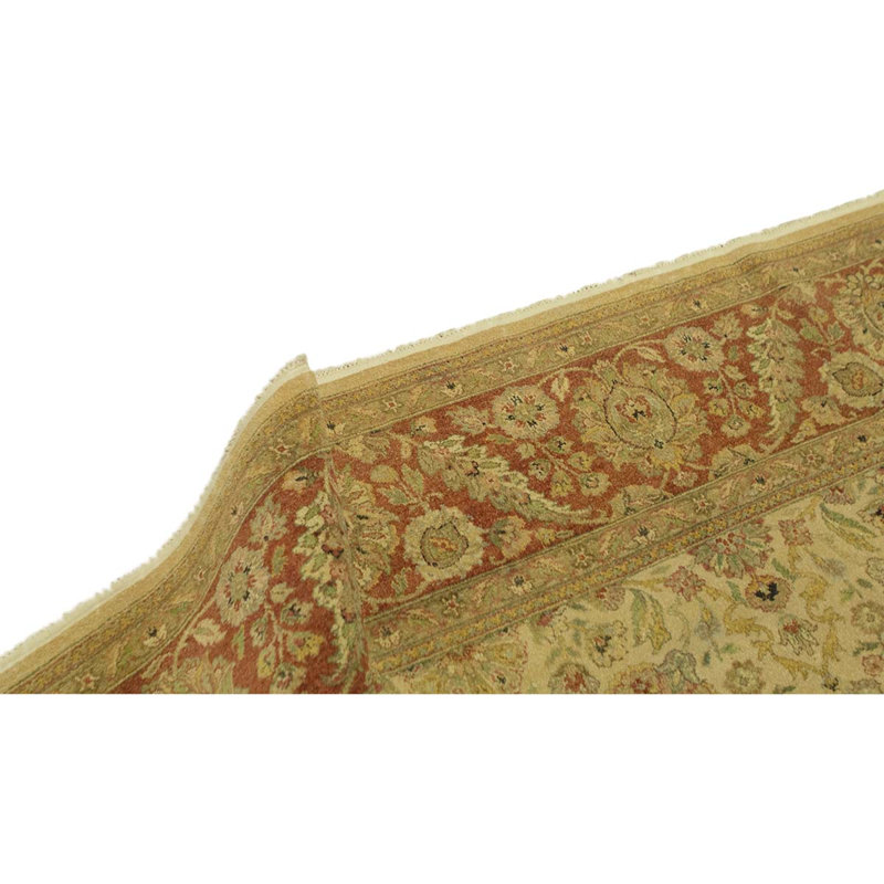 Tapis jaune / brun / rouge de haute qualité noué à la main