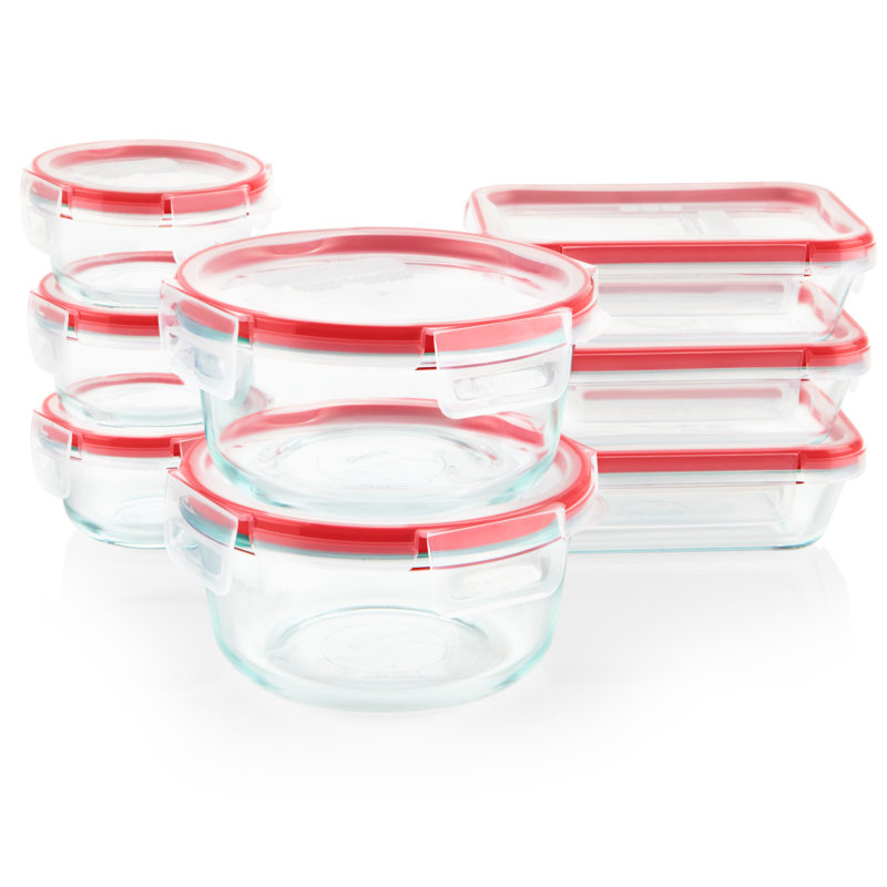 Pyrex Freshlock 16-Piece Glass Storage Set (8 Containers with 8 Airtight Lids)