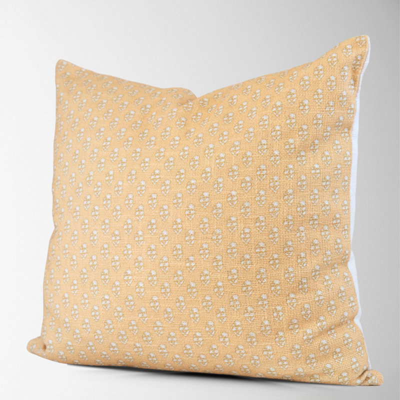  Cotton Throw Square Pillow Cover, Gold Floral