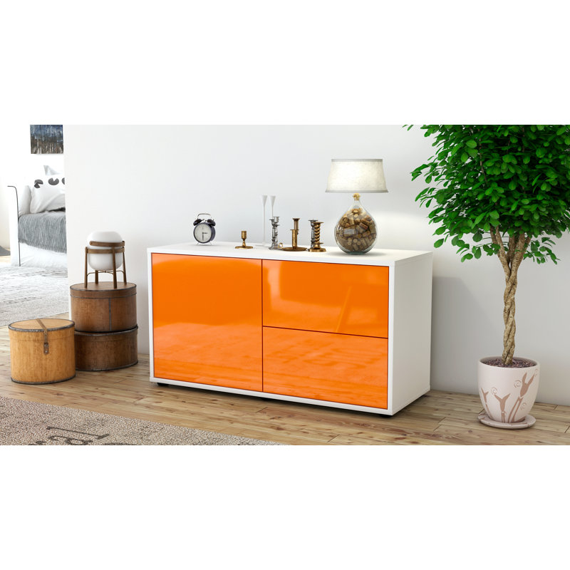 Holtorf 92cm Sideboard, High-gloss Orange / Matte White