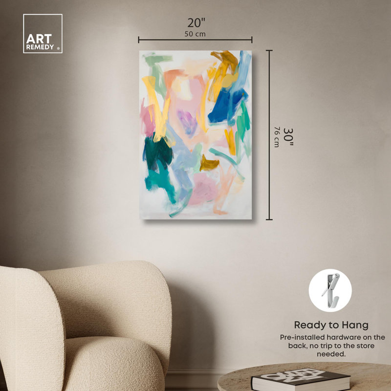 Brushstroke Bliss 30" x 20" Wrapped Canvas Abstract Art