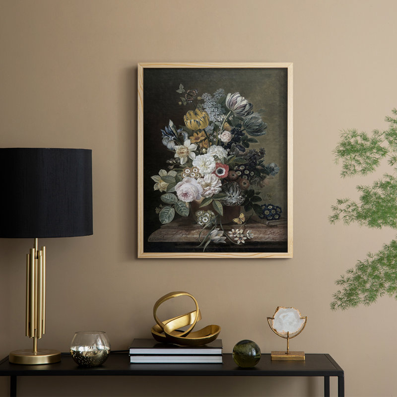 Reproduction florale vintage encadrée Lxxx - bois massif