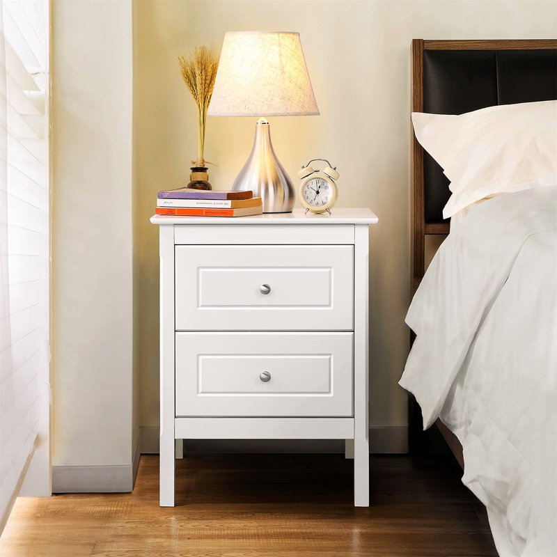 Anestin 48cm W Solid Wood Bedside Table, White