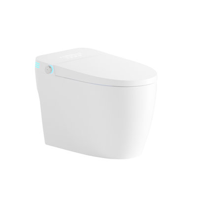 One - Piece Smart Toilet With Built In Bidet, Design, Auto Flush And Open/Close, Heated Seat Adjustable Temp, Warm Water Dry, Remote Control Side Know, Sensor Cover, Rear Wash Massage Modes, Night