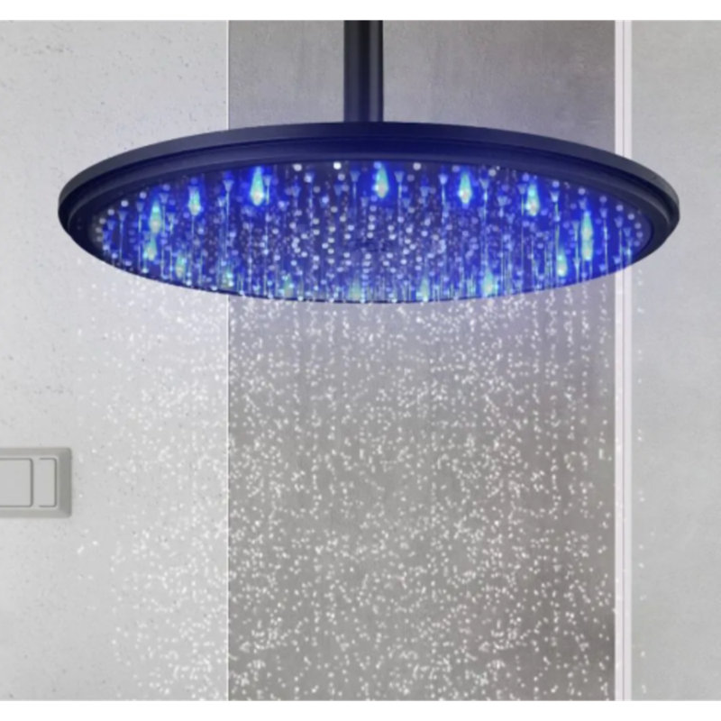 Tête de douche à pluie à DEL Juno 20, bronze huilé, à changement de couleur, fixation au plafond, acier inoxydable, température contrôlée