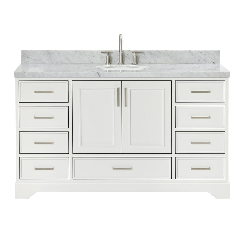 Ensemble de meuble-lavabo simple 61 po Abshire, Nickel brossé, Blanc