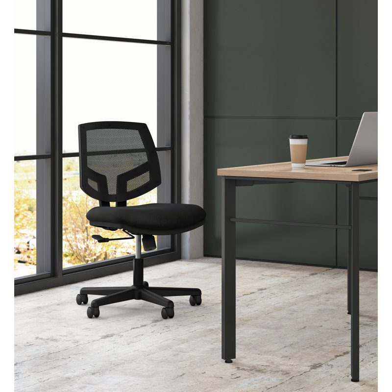 Black Mesh Adjustable Swivel Task Chair with Fabric Seat