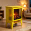 Poêle-cheminée électrique autoportant de 45,7 cm (18 pouces) avec effet de flamme 3D, jaune citron