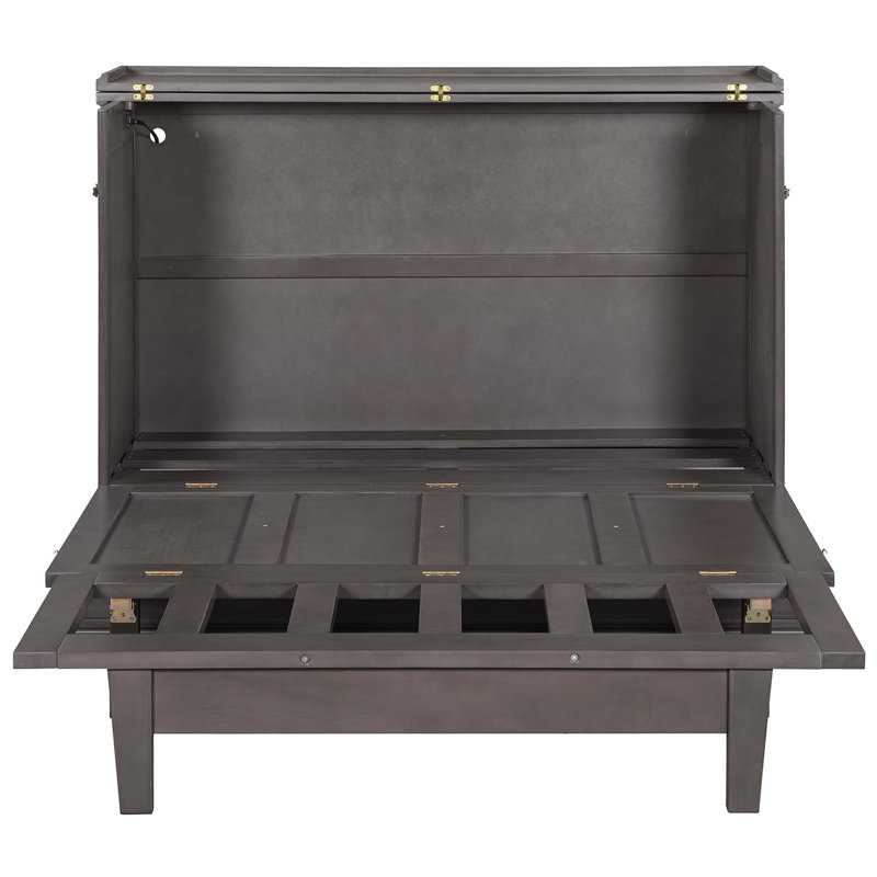 Armoire-lit en bois de pin massif style ferme avec station de charge et grand tiroir de rangement pour bureau à domicile ou petite pièce