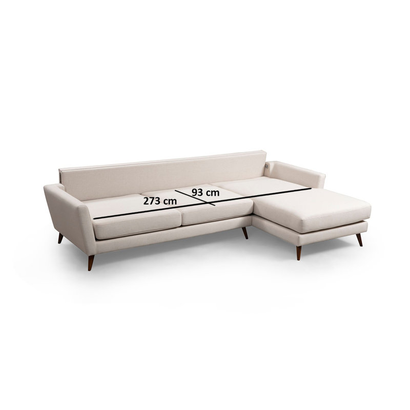 Canapé-lit d'angle, structure en bois de hêtre et carton, 119,3 po x 66,1 po x 33,5 po | Tissu 100% polyester, coussins en mousse de 19,0 cm | Canapé-lit confortable à dossier fixe, nettoyage à sec | Design élégant beige et brun pour les espaces de vie modernes