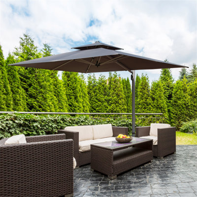 Parasol en porte-à-faux rectangulaire 9 'X 11' avec mât central, gris (base non incluse)