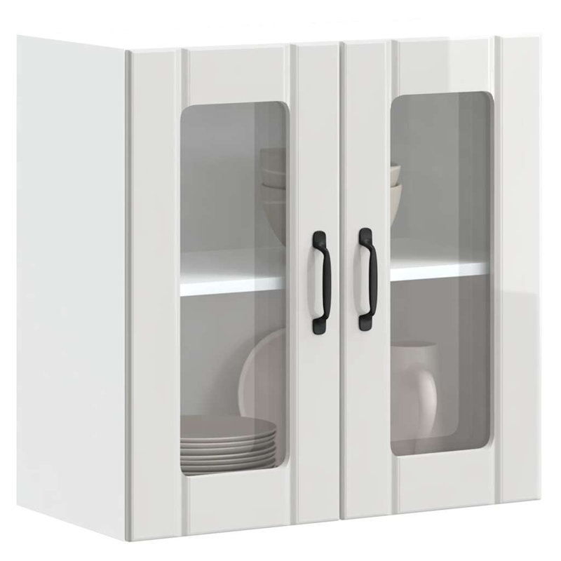 Kitchen Wall Cabinet With Glass Door Lucca Engineered Wood, High Gloss White, 60cm H x 60cm W x 31cm D